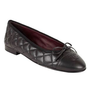 Chanel Black Calfskin Ballerina flats.